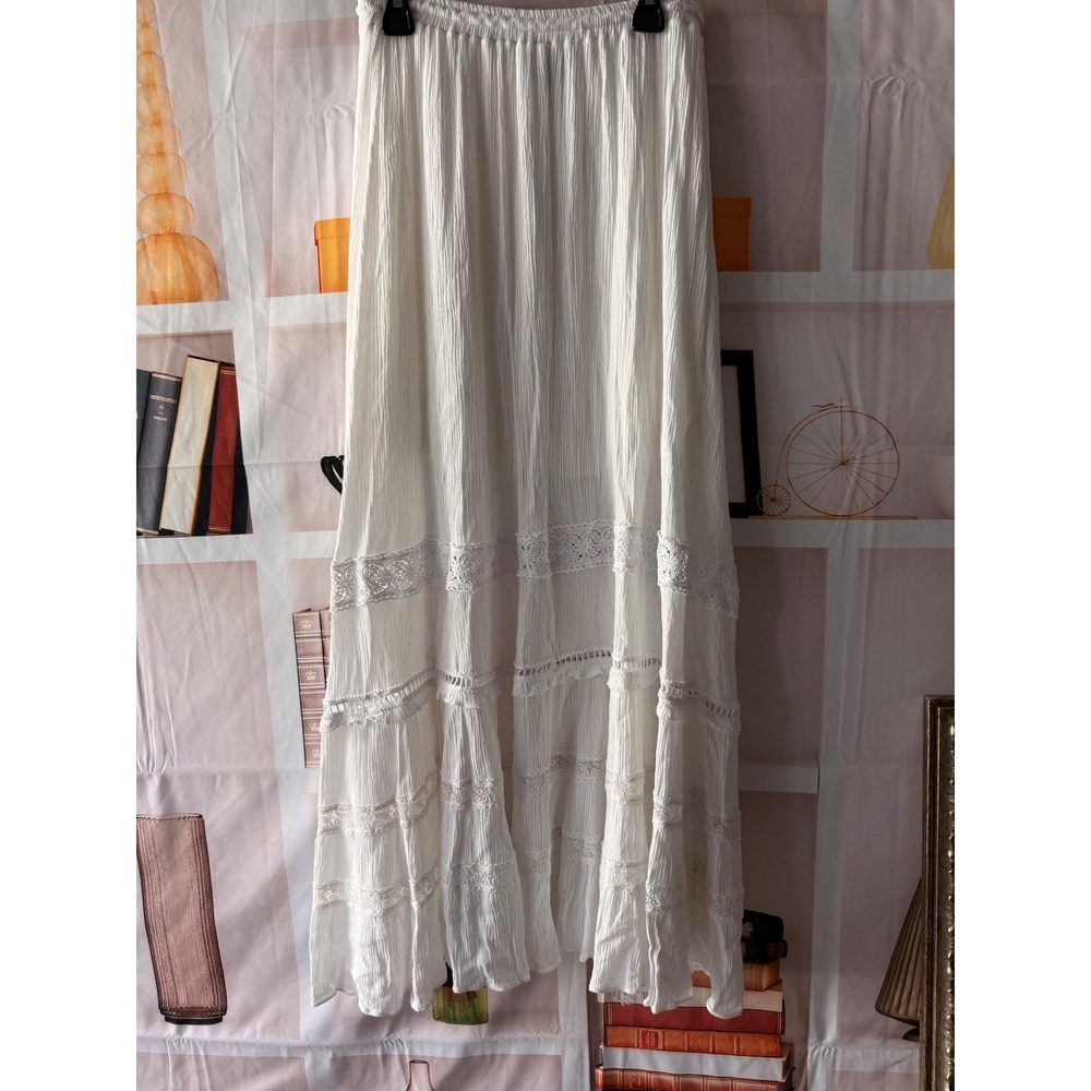 VICI White Boho Lace Tiered Maxi Skirt Size S - Picture 2 of 4